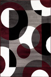 Circle Gray/Grey Burgundy Area Rug