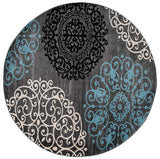 Gray Blue Large Floral Area Rug