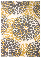 Floral Gray/Grey Yellow Area Rug
