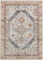 Vera Vintage Grey Tribal Diamond Medallion Pattern Area Rug
