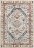 Vera Vintage Grey Tribal Diamond Medallion Pattern Area Rug