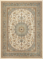 Sultan Medallion Ivory / Blue Oriental Area Rug Persian Floral