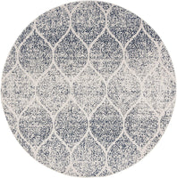 Geometric Trellis Distressed Cream Royal Blue Soft Area Rug