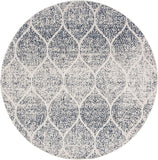Geometric Trellis Distressed Cream Royal Blue Soft Area Rug