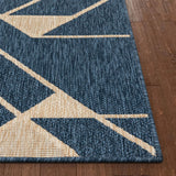 Prosa Blue & Beige Indoor/Outdoor Flat Weave Pile Geometric Triangles Pattern Area Rug