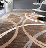 Contemporary Circles Pattern Brown Beige Soft Area Rugs