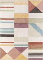 Salle Soft Pastel Multi Color Triangle Boxes & Squares Geometric Area Rug nomaan