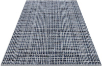 Boer Blue Geometric Lines Pattern Area Rug