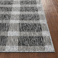 Freja Dark Grey Indoor/Outdoor Flat-Weave Pile Buffalo Check Pattern Runner Rug