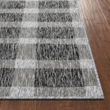 Freja Dark Grey Indoor/Outdoor Flat-Weave Pile Buffalo Check Pattern Runner Rug