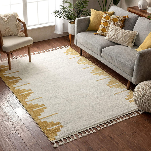 Kara Gold Nordic Tribal Area Rug