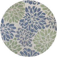 Zinnia Modern Floral Textured Weave Indoor/Outdoor Area Rug Navy/Aqua
