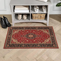 Eugene Red Oriental Medallion Non-Slip Rubber Backed Runner Rug