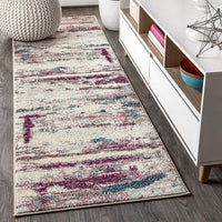 Contemporary Modern Abstract Brushstroke Cream/Pink Rug