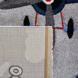 Carousel Kids Collection  Airplane Hot Air Balloon Non-Shedding Area Rug Light Grey/Red