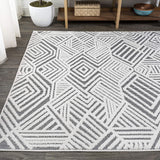 Jordan Art Deco Geometric Indoor/Outdoor White/Black Area Rug
