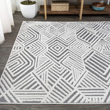 Jordan Art Deco Geometric Indoor/Outdoor White/Black Area Rug