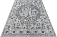 Boer Grey Oriental Medallion Pattern Area Rug