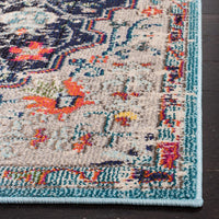 Madison Collection Boho Chic Medallion Distress Area Rug Black / Teal