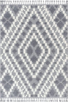 Mallorie Grey Cream  Tribal Ethnic High-Lo Textured | Diamond Medallion Area Rug