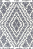 Mallorie Grey Cream  Tribal Ethnic High-Lo Textured | Diamond Medallion Area Rug