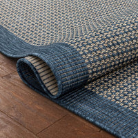 Medusa Odin Solid & Striped Border Indoor/Outdoor Blue Flatweave Area Rug