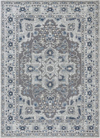 Boer Grey Oriental Medallion Pattern Area Rug