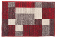 Box Pattern Red Gray Area Rug Non-Slip Non Skid