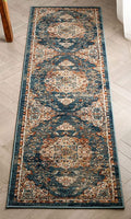 Marda Blue Tribal Medallion Area Rug