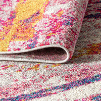 Modern Abstract Brushstroke Pink/Cream Soft Rug