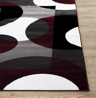 Circle Gray/Grey Burgundy Area Rug