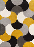 Good Vibes Helena Gold Modern Geometric Shapes  3D Texture Soft Area Rug