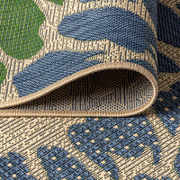 Zinnia Modern Floral Weave Indoor/Outdoor Area Rug Navy/Green