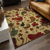 Acres Paisley Floral Soft Area Rug, Beige