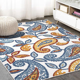 Julien Paisley High-Low Soft Area Rug Indoor Blue/Light Gray