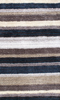 Premium Handmade Striped Blue Gray Plush Shag Area Rugs
