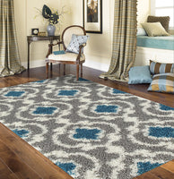 Gray Turquoise Blue Shag Area Rug