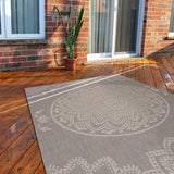 Modern Area Rugs for Indoor Outdoor Medallion - Grey / White