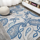 Julien Paisley High-Low Soft Area Rug Indoor Blue/Light Gray