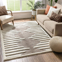 Bellagio Luna Tribal Moroccan Diamond Pattern Beige Area Rug