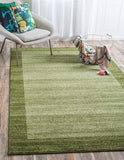 Contemporary Bordered Soft Light Green Area Rug