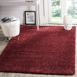 Cozy Soft Thick Maroon Shag Area Rug 2-inch Pile Height