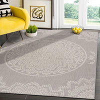 Modern Area Rugs for Indoor Outdoor Medallion - Grey / White