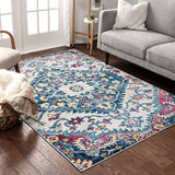 Adeline Bohemian Vintage Medallion Blue Multicolor Area Rug