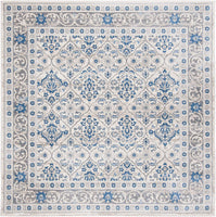 Damask Trellis Soft Area Rug, Light Grey / Blue