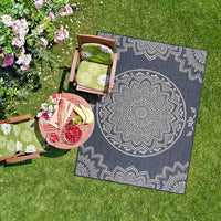 Modern Area Rugs for Indoor Outdoor Medallion - Blue / White