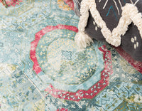 Baracoa Collection Bright Tones Vintage Traditional Turquoise Runner Area Rug