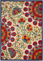 Red Multi-color Floral Indoor Outdoor Area Rug