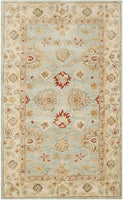Handmade Traditional Oriental Premium Soft Wool Area Rug, Grey Blue / Beige