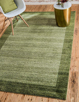 Contemporary Bordered Soft Light Green Area Rug